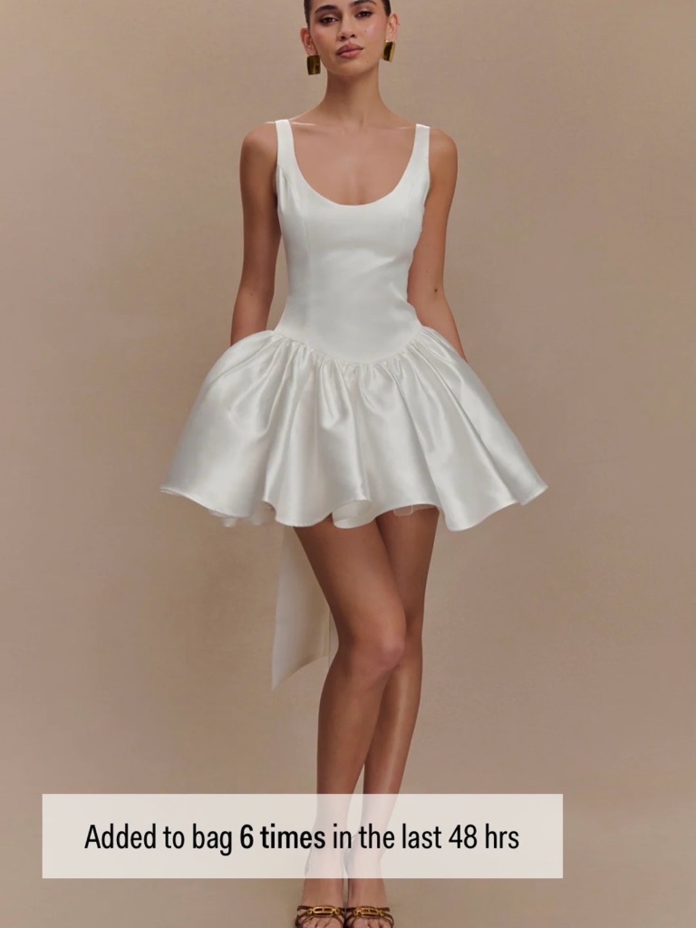 Meshki White Satin Mini Dress with Flared Skirt